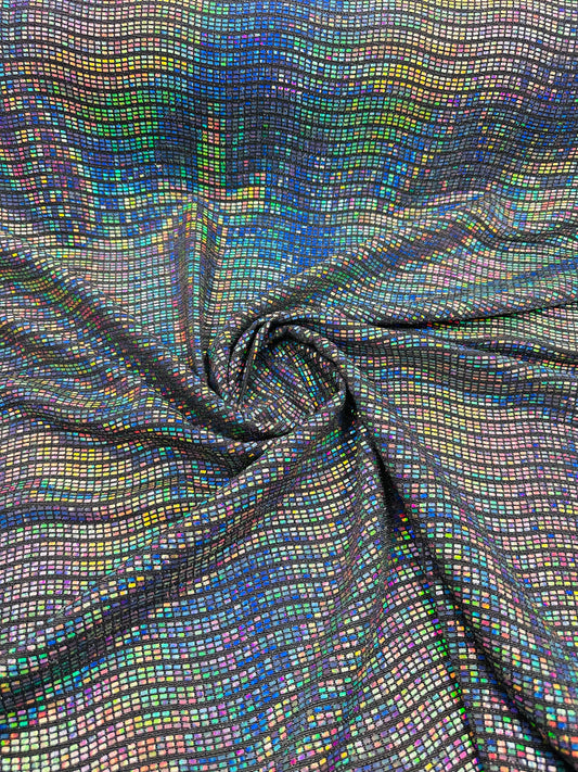 Spectrum Geometric design iridescent silver sequins all over metallic poly spandex 2-way stretch 58/60”