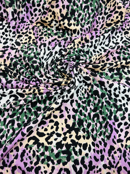 Exotic Leopard design multicolor nylon spandex 4-way stretch 58/60” Sold by the YD.