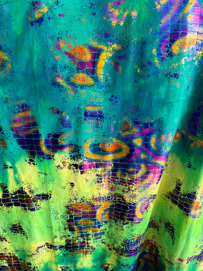 New exotic animal print metallic hologram nylon spandex 4-way stretch 58/60” Sold By the YD. Ships worldwide from Los Angeles California USA