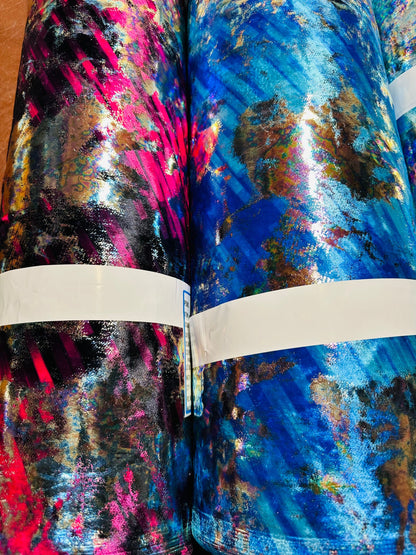 New splatter lava design on great quality of stretch velvet 4-way stretch hologram metallic best quality of stretch velvet 58/60”