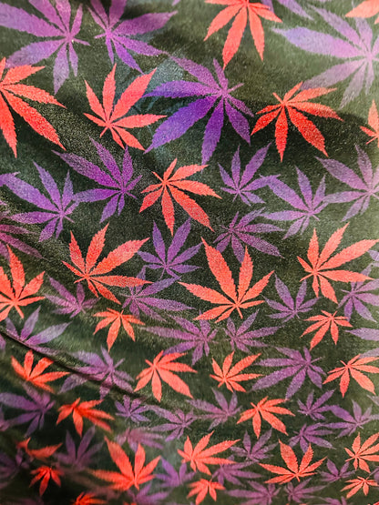 New Marihuana design Black/Purple/Pink print on great quality of stretch velvet 4-way stretch 58/60” Sold by the YD. Ships Worldwide from LA