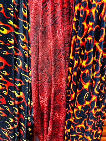 New Various Abstract designs print on great quality of stretch velvet 4-way stretch 420 grams 58/60” Sold by the YD.