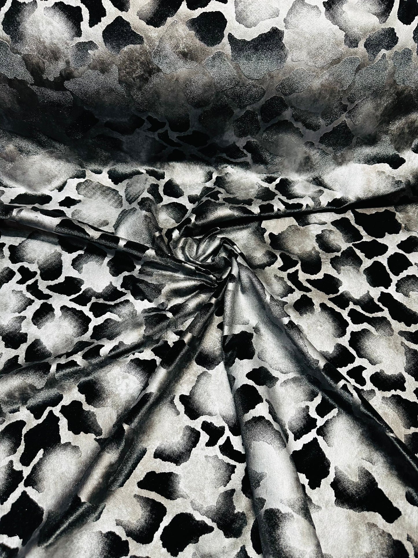 New Abstract Giraffe design best quality of stretch velvet with foil 4-way stretch 58/60” Sold by the YD. Ships worldwide from L.A