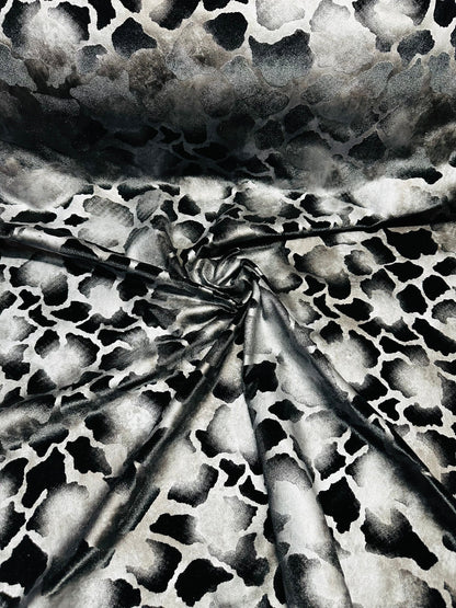 New Abstract Giraffe design best quality of stretch velvet with foil 4-way stretch 58/60” Sold by the YD. Ships worldwide from L.A