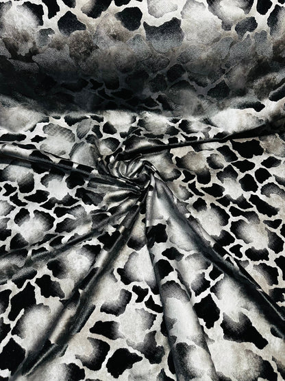 New Abstract Giraffe design best quality of stretch velvet with foil 4-way stretch 58/60” Sold by the YD. Ships worldwide from L.A