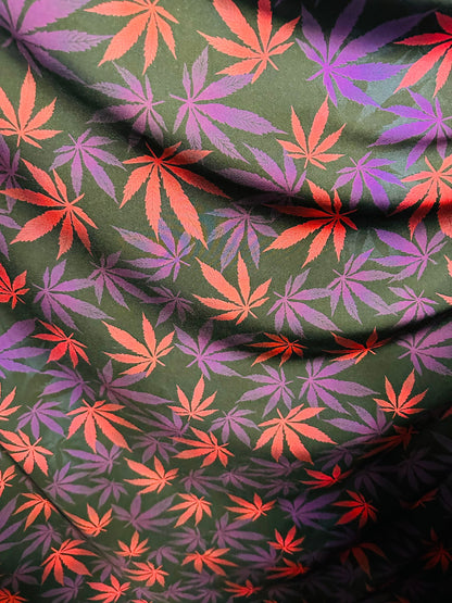 New Marihuana design Black/Purple/Pink print on great quality of stretch velvet 4-way stretch 58/60” Sold by the YD. Ships Worldwide from LA