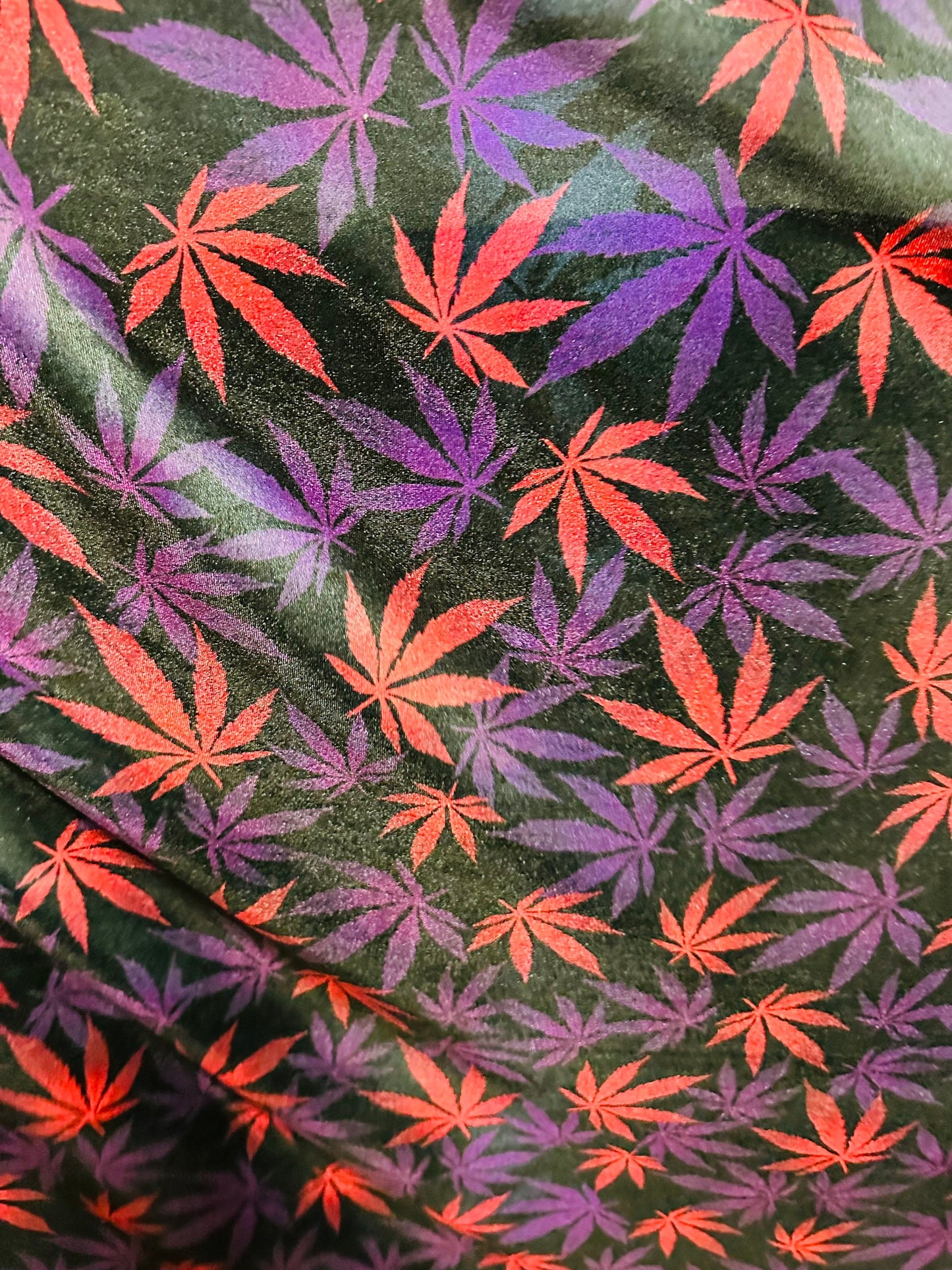 New Marihuana design Black/Purple/Pink print on great quality of stretch velvet 4-way stretch 58/60” Sold by the YD. Ships Worldwide from LA