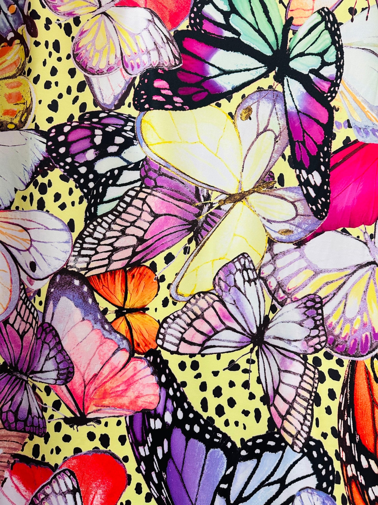 New Butterfly design Multicolor print on great quality of poly spandex 4-way stretch 58/60” Sold by the YD. Ships worldwide from Los Angeles