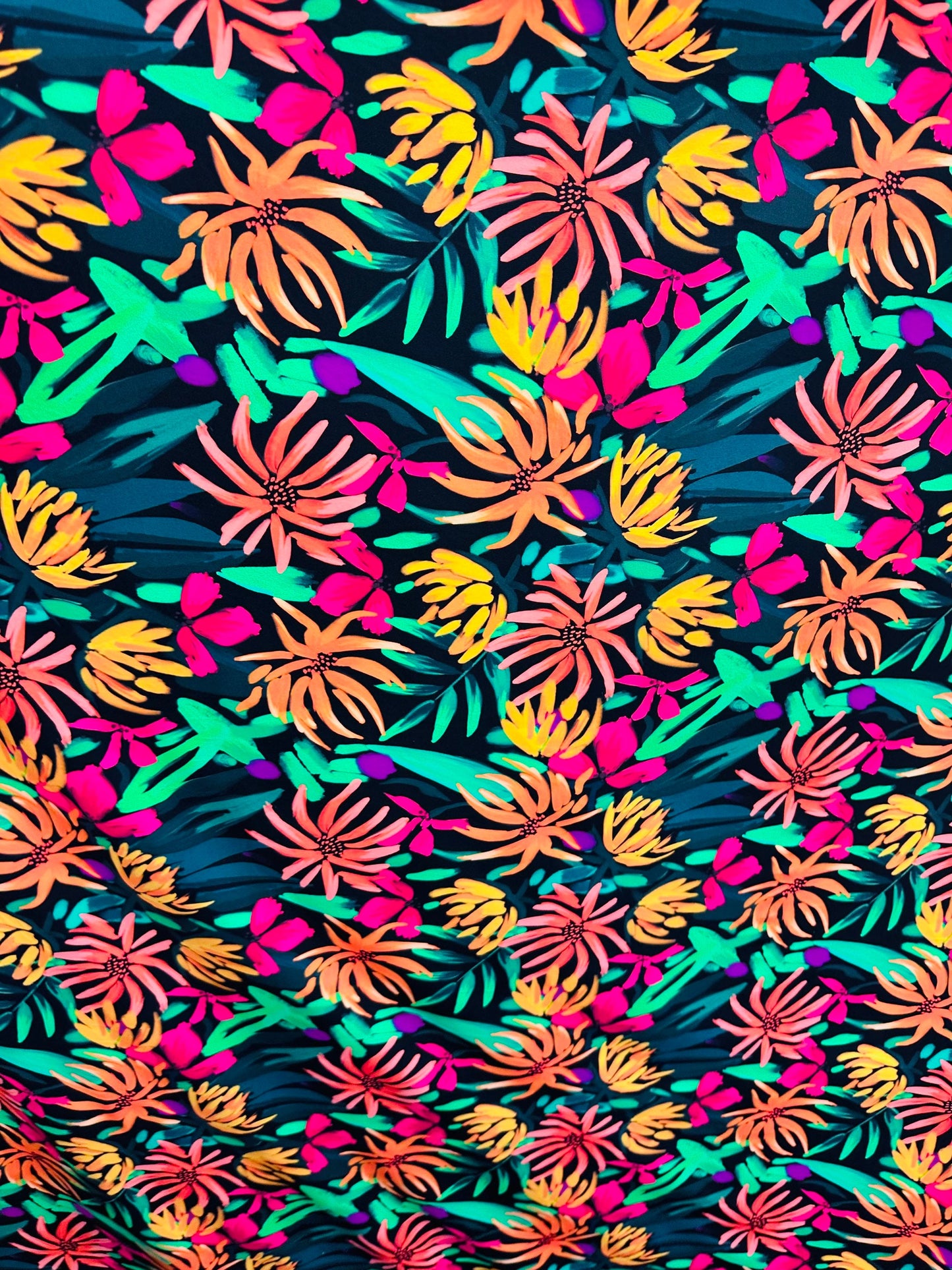 New Hawaiian print design Multicolor print on great quality of nylon spandex 4-way stretch 58/60” Sold by the YD. Ships worldwide from L.A