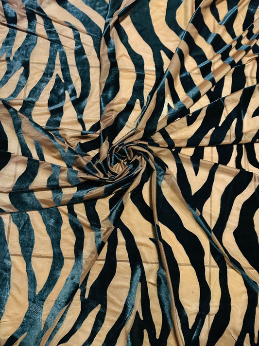 New Exotic Zebra design high quality of burnout 4-way stretch velvet Dark Nude/Black 58/60” Sold by the YD. Ships worldwide from Los Angeles