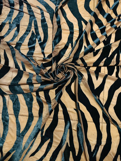 New Exotic Zebra design high quality of burnout 4-way stretch velvet Dark Nude/Black 58/60” Sold by the YD. Ships worldwide from Los Angeles