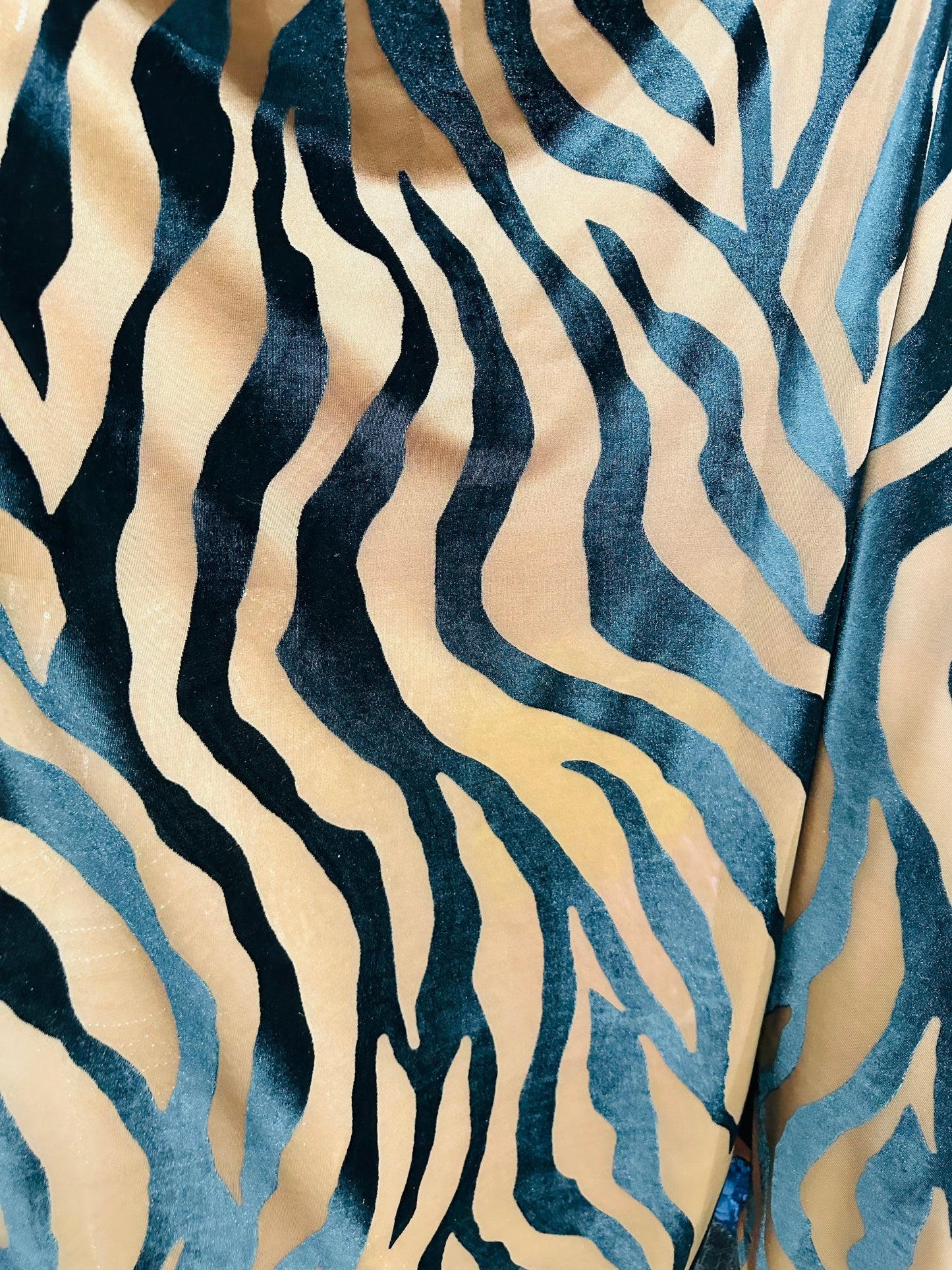 New Exotic Zebra design high quality of burnout 4-way stretch velvet Dark Nude/Black 58/60” Sold by the YD. Ships worldwide from Los Angeles