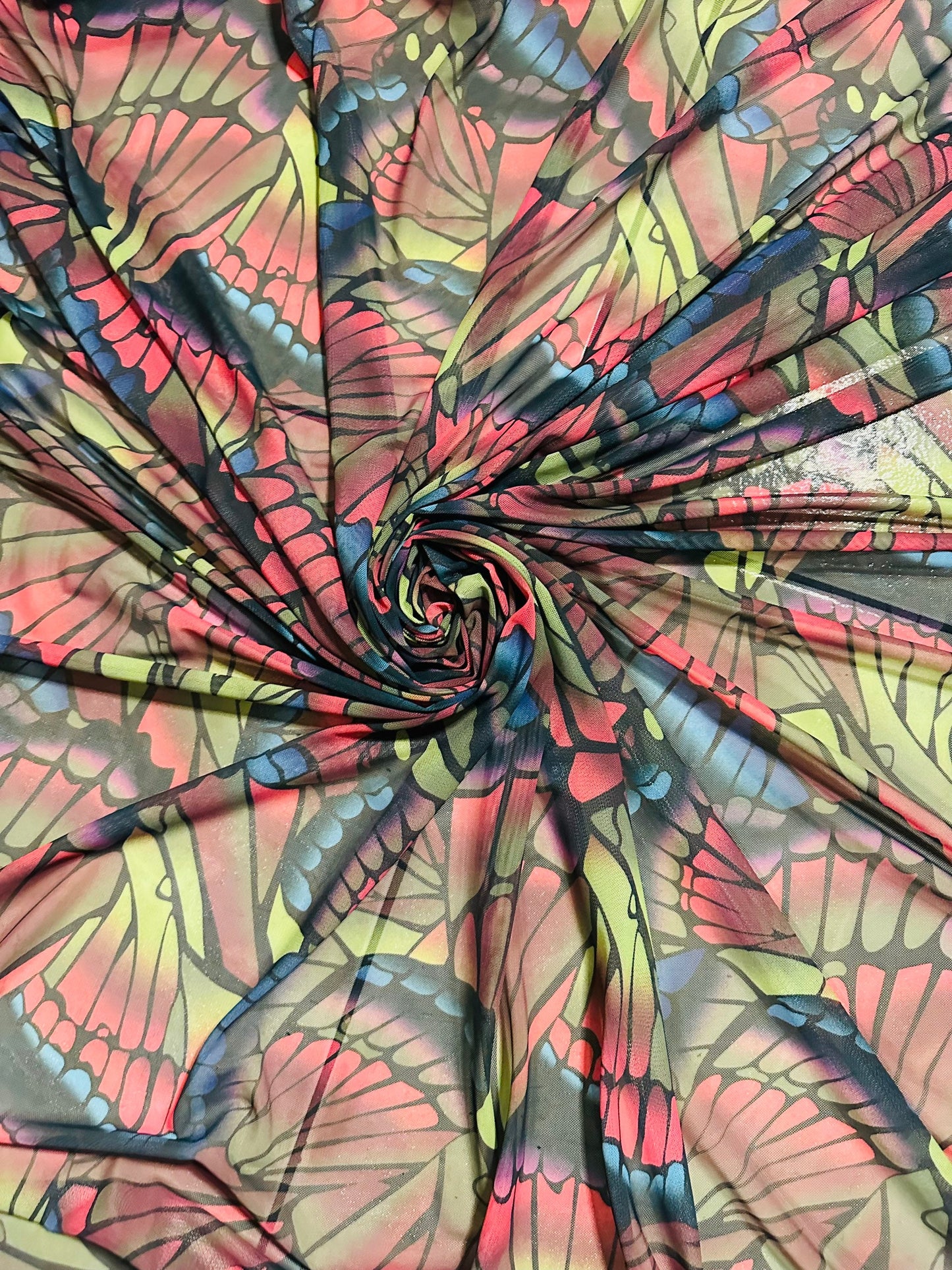 New Butterfly abstract design print on great quality of power mesh 4-way stretch 58/60” Sold by the YD. Ships worldwide from L.A