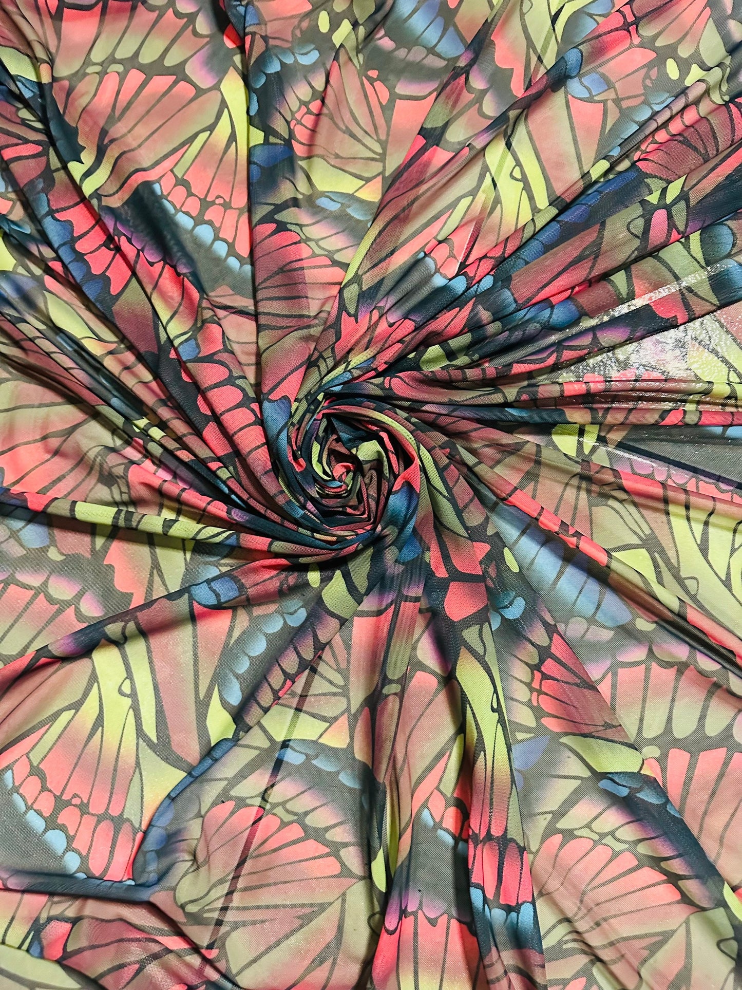 New Butterfly abstract design print on great quality of power mesh 4-way stretch 58/60” Sold by the YD. Ships worldwide from L.A