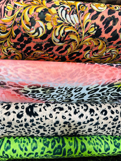 Exotic animal print various designs print on power mesh 4-way stretch 58/60” Sold by the YD. Ships worldwide from Los Angeles California USA