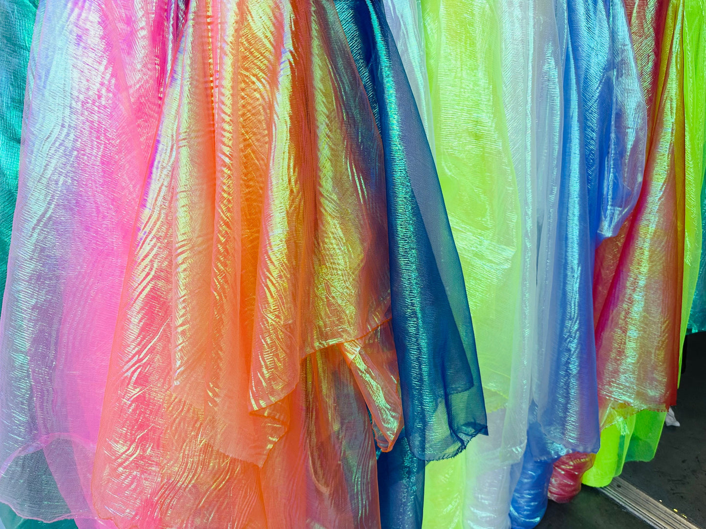 New Iridescent high quality of organza two tone rainbow non stretch 55/57” Sold by the YD. Ships worldwide from Los Angeles California USA