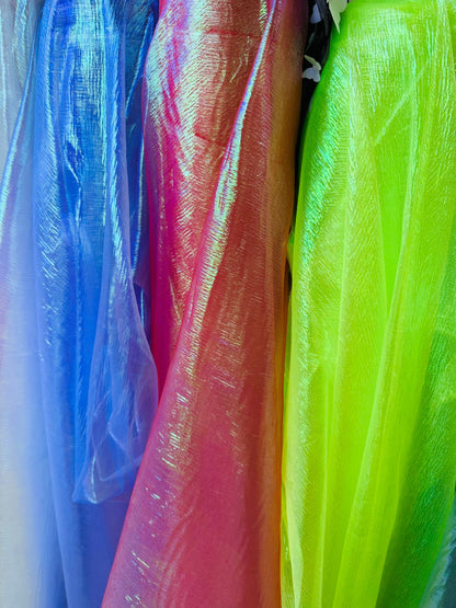 New Iridescent high quality of organza two tone rainbow non stretch 55/57” Sold by the YD. Ships worldwide from Los Angeles California USA