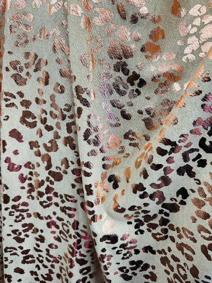 New French Terry fabric with foil leopard design high quality 2-way stretch 58/60” Sold by the YD. Ships worldwide from L.A CA