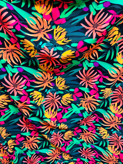 New Hawaiian print design Multicolor print on great quality of nylon spandex 4-way stretch 58/60” Sold by the YD. Ships worldwide from L.A