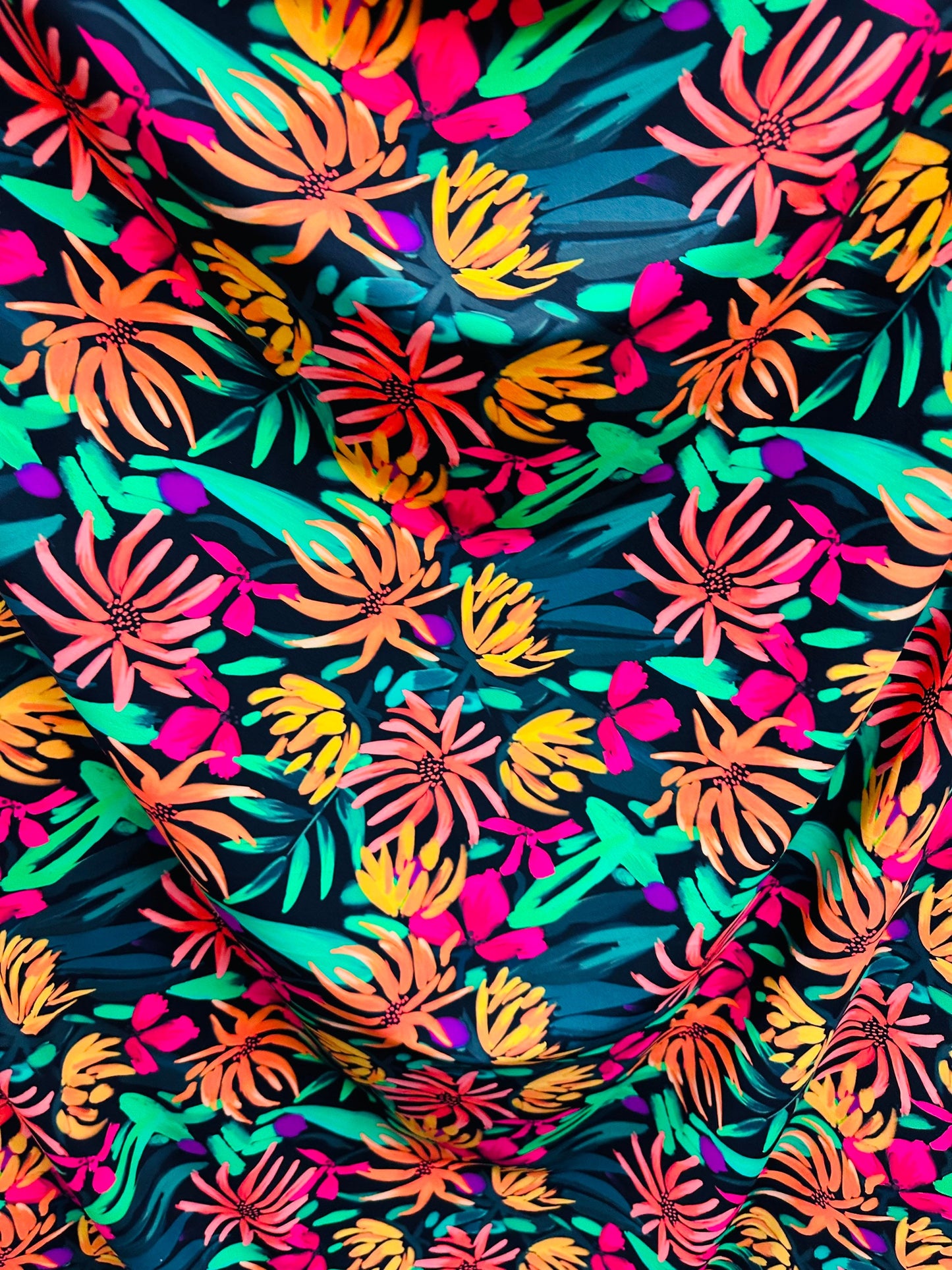 New Hawaiian print design Multicolor print on great quality of nylon spandex 4-way stretch 58/60” Sold by the YD. Ships worldwide from L.A