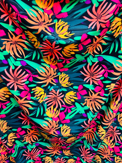 New Hawaiian print design Multicolor print on great quality of nylon spandex 4-way stretch 58/60” Sold by the YD. Ships worldwide from L.A