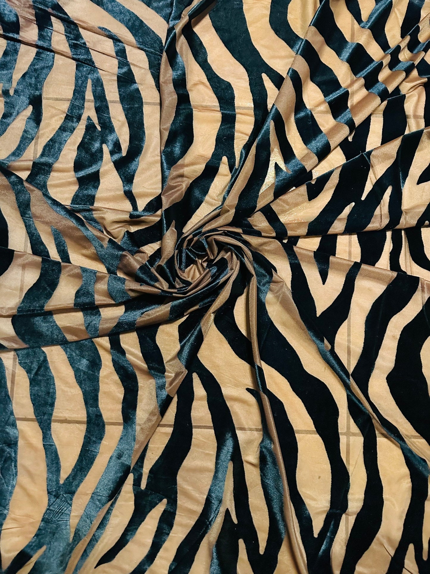 New Exotic Zebra design high quality of burnout 4-way stretch velvet Dark Nude/Black 58/60” Sold by the YD. Ships worldwide from Los Angeles