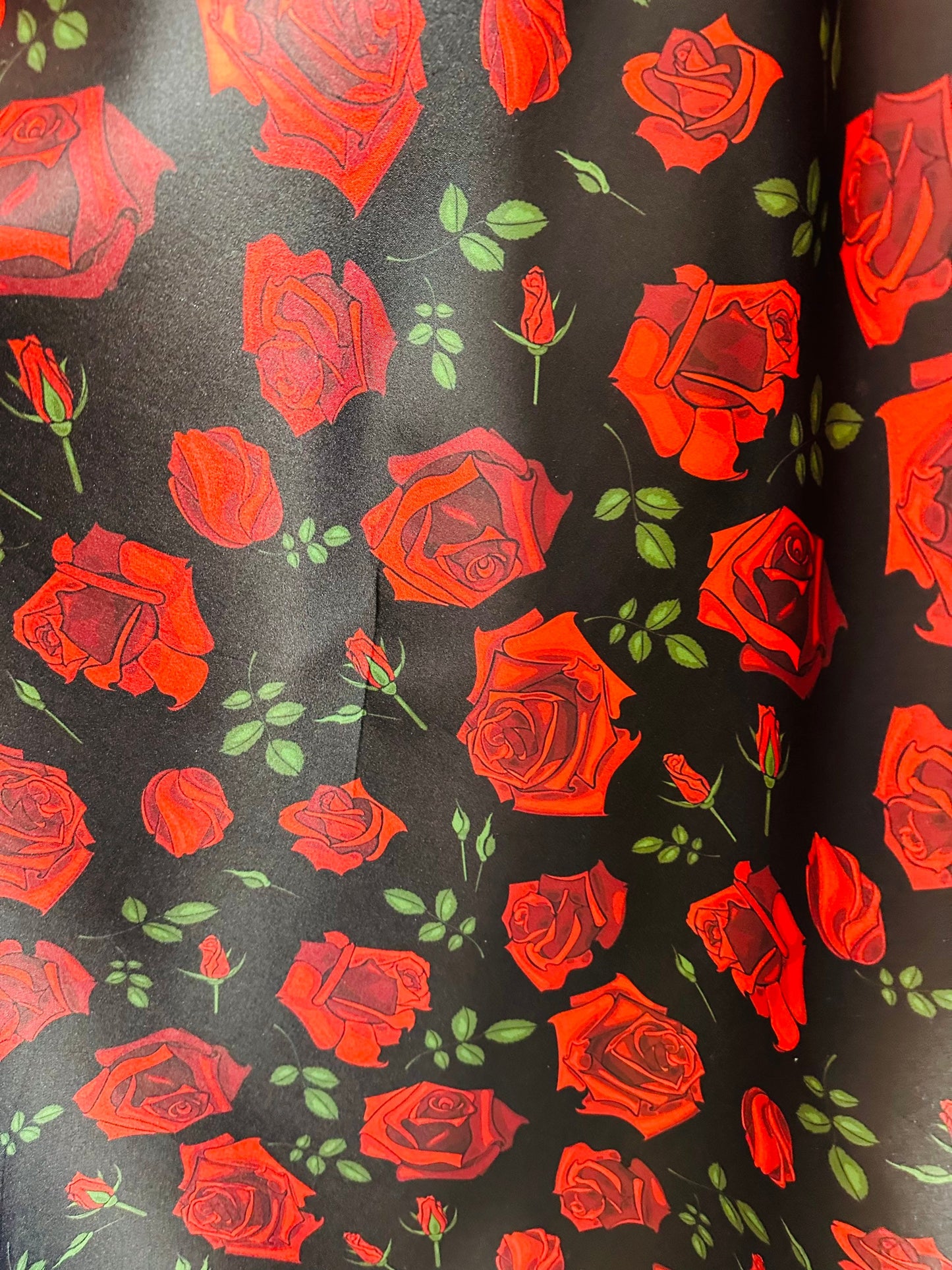 New Romantic Rose design print on great quality of neoprene super techno 2-way stretch black/red sold by the YD. Ships worldwide from L.A