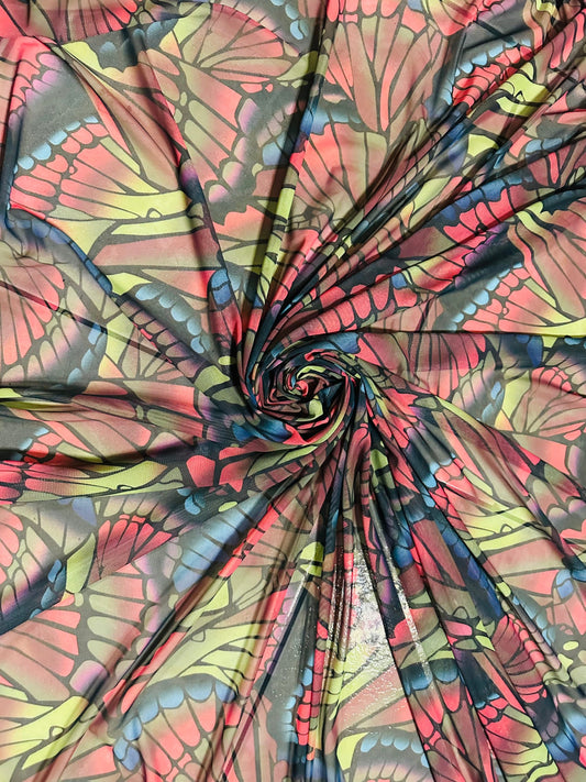 New Butterfly abstract design print on great quality of power mesh 4-way stretch 58/60” Sold by the YD. Ships worldwide from L.A