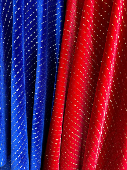 New Luxury stretch velvet High quality stripe glitter design 4-way stretch 58/60” Sold by the YD. Ships worldwide from Los Angeles Ca