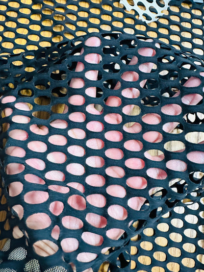 New Oval geometric design fishnet 4-way stretch 58/60” Sold by the YD. Ships worldwide from Los Angeles California USA