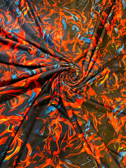 New Modern Flames abstract design Print on nylon spandex 4-way stretch 58/60” Sold by the YD. Ships Worldwide from Los Angeles