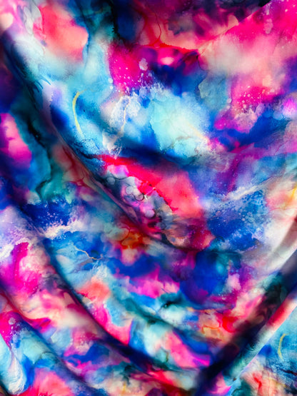 New tie dye abstract design print on best quit nylon spandex 4-way stretch 58/60” Sold by the YD. Ships worldwide from L.A