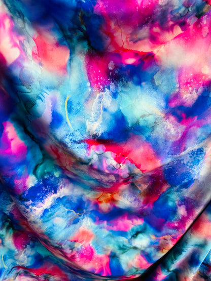 New tie dye abstract design print on best quit nylon spandex 4-way stretch 58/60” Sold by the YD. Ships worldwide from L.A