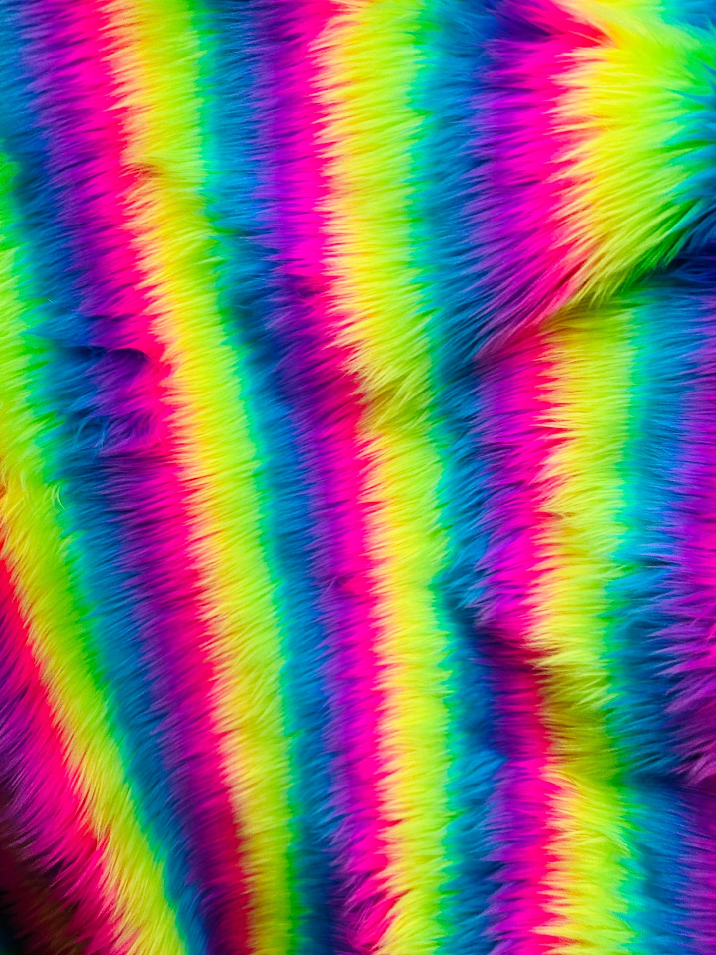 Luxury Faux Fur Rainbow designs high quality Sold by the YD and 1/2 yd Ships worldwide from Los Angeles California USA