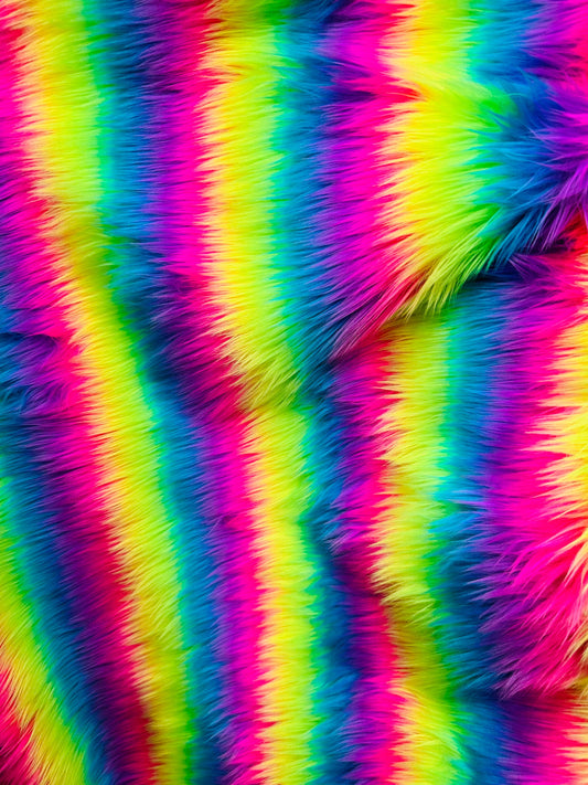 Luxury Faux Fur Rainbow designs high quality Sold by the YD and 1/2 yd Ships worldwide from Los Angeles California USA