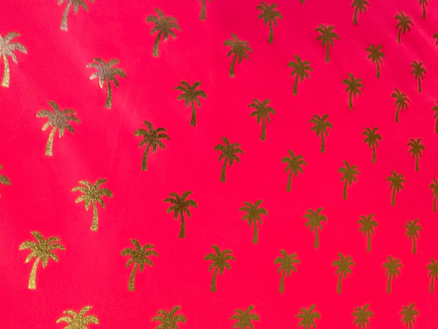 New Palm tree design metallic nylon spandex best quality in the market 4-way stretch 58/60” Sold by the YD.