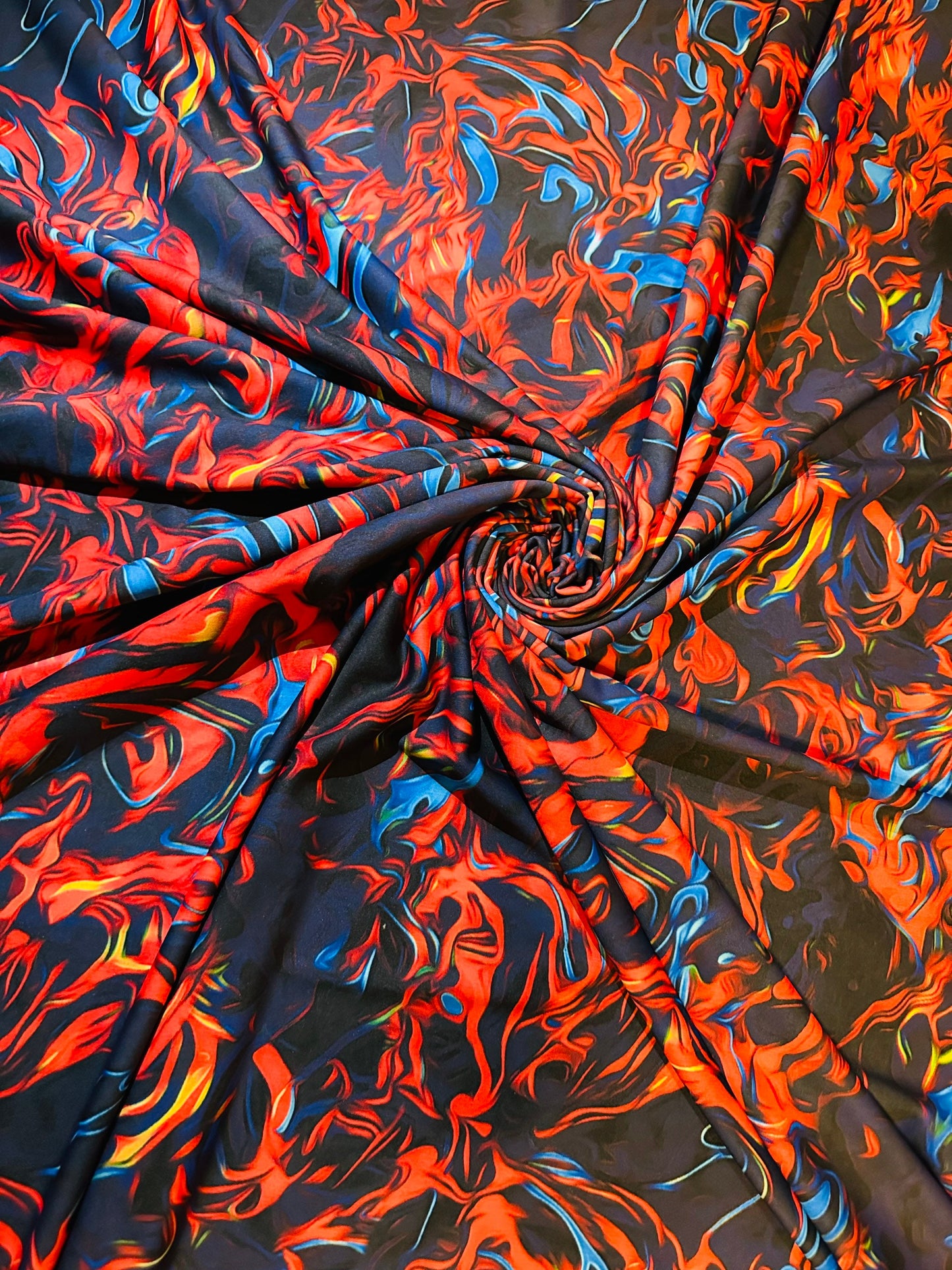 New Modern Flames abstract design Print on nylon spandex 4-way stretch 58/60” Sold by the YD. Ships Worldwide from Los Angeles