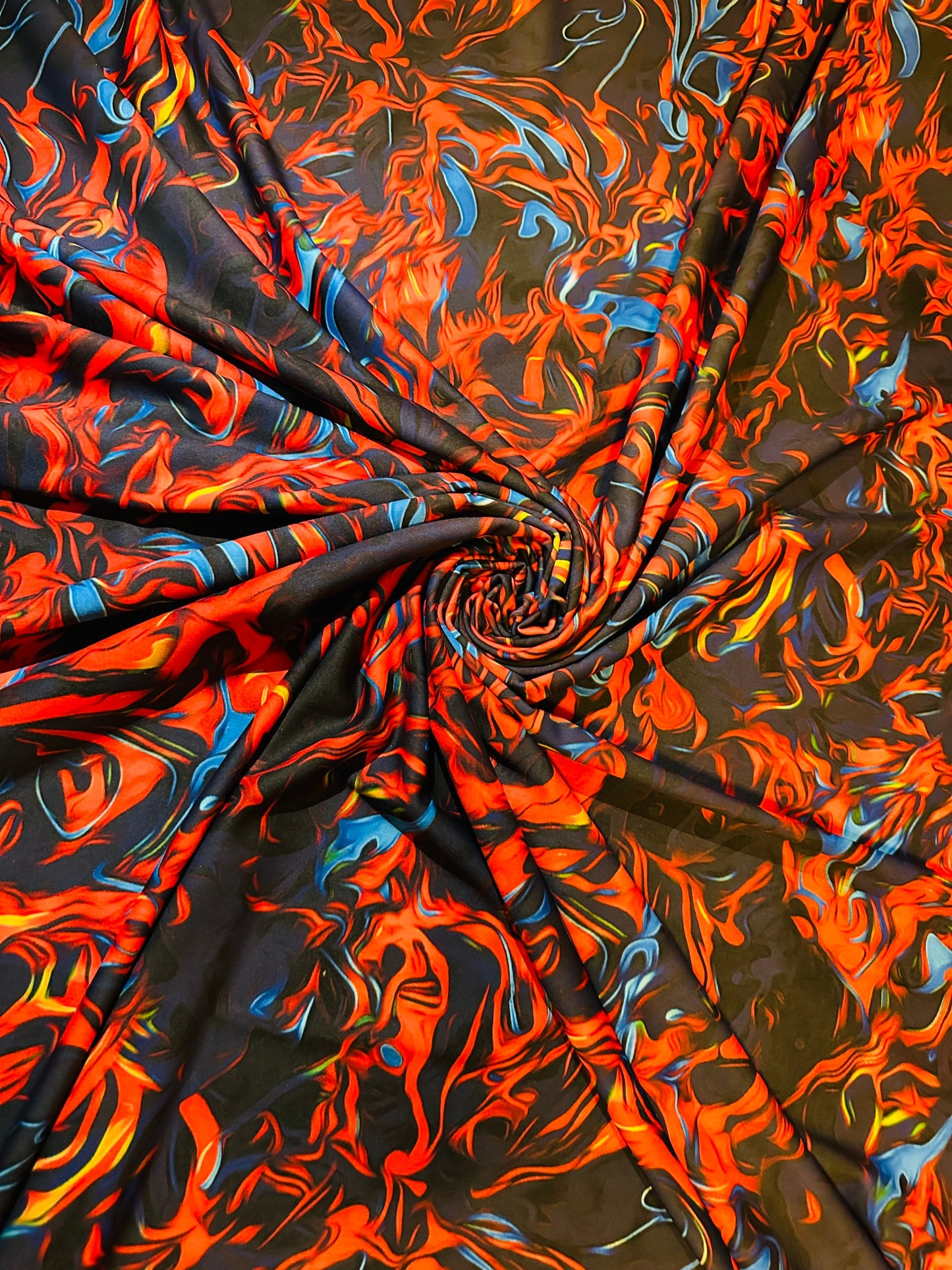 New Modern Flames abstract design Print on nylon spandex 4-way stretch 58/60” Sold by the YD. Ships Worldwide from Los Angeles