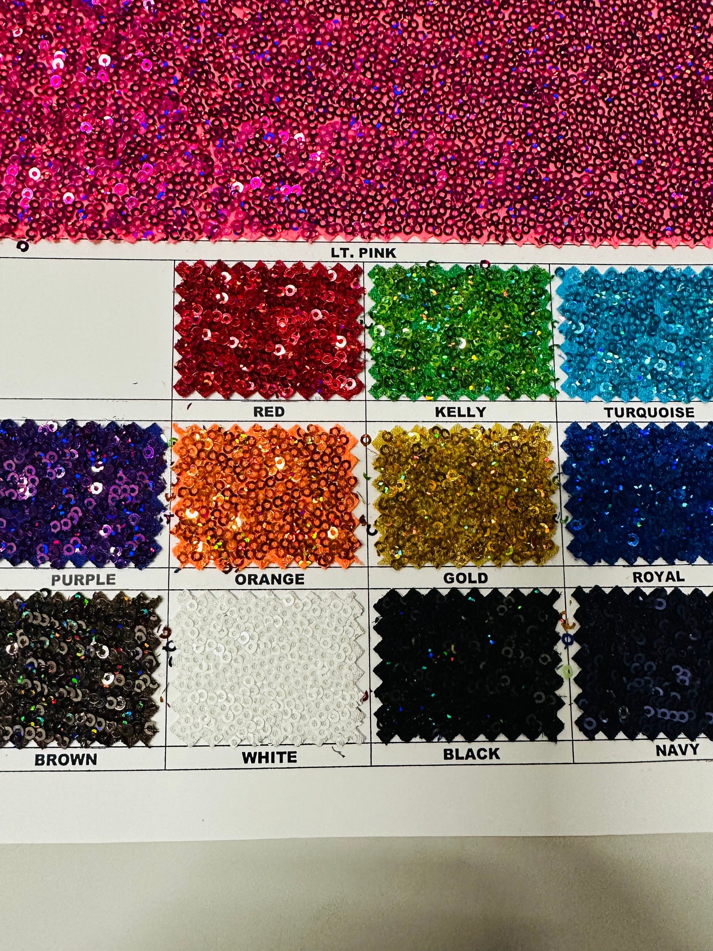 Luxury 3D sequins embroidered on spandex base 4-way stretch 58/60” Sold by the YD.