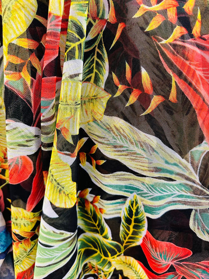 New Electric tropical design print on great quality of nylon power mesh 4-way stretch 58/60”