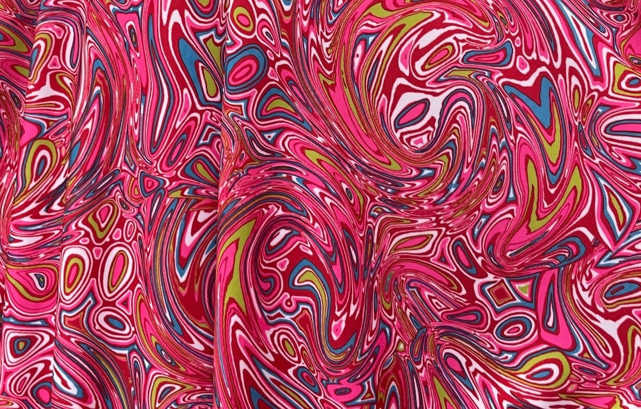 New abstract lava design Pink/Multi print on best quality of nylon spandex 4-way stretch 58/60”