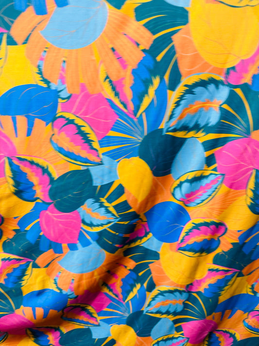 Tropical Leaves design print on great quality of nylon spandex 4-way stretch 58/60”