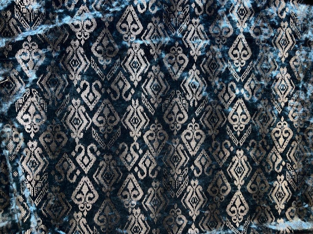 Modern Tribal abstract design on best quality of stretch velvet 4-way stretch 58/60” Sold by the YD.