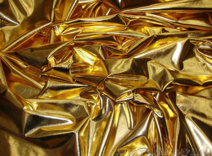 Super shiny metallic lame all over foil nylon spandex 4-way stretch 58/60” Sold by the YD.