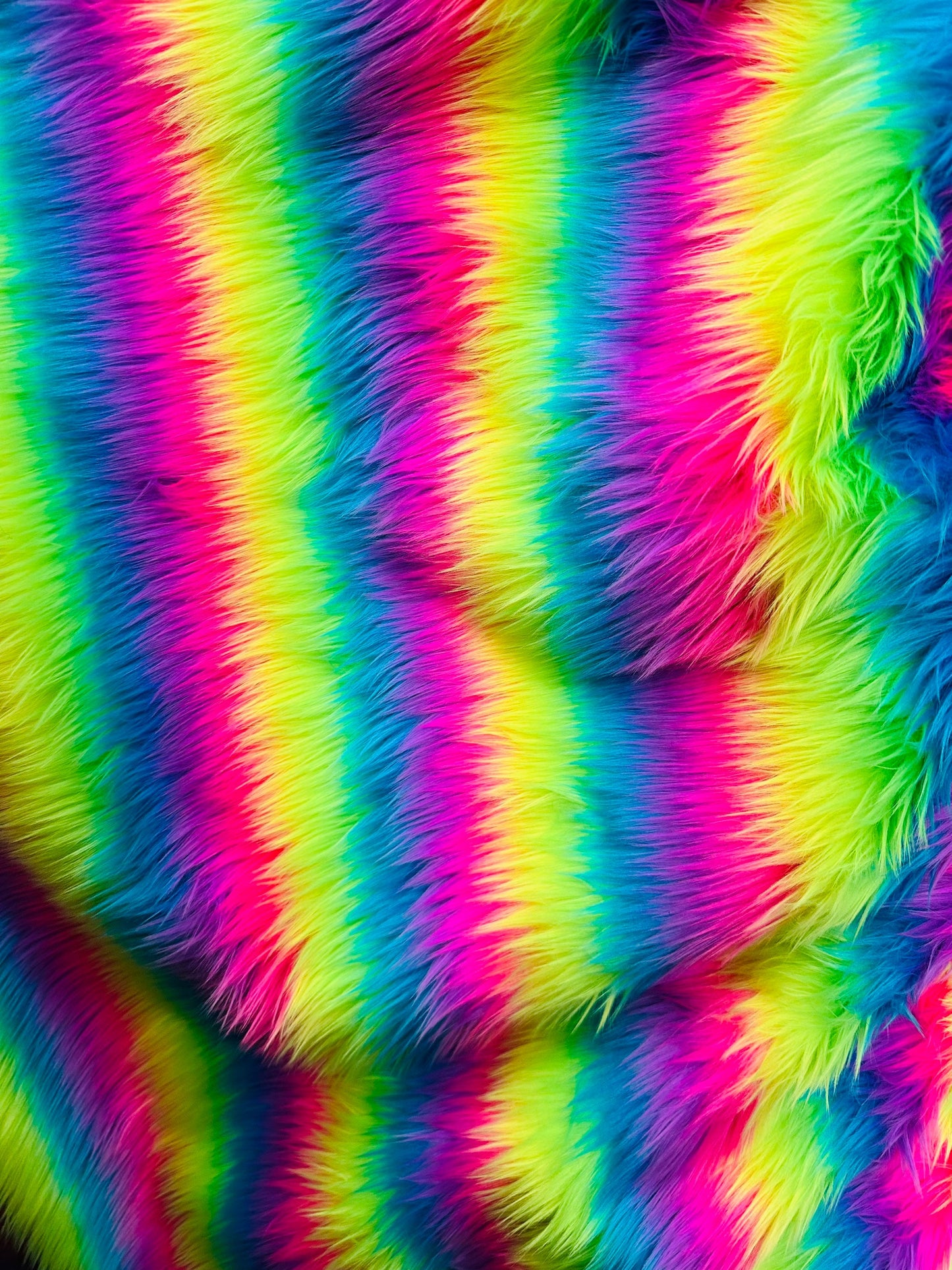 Luxury Faux Fur Rainbow designs high quality Sold by the YD and 1/2 yd Ships worldwide from Los Angeles California USA