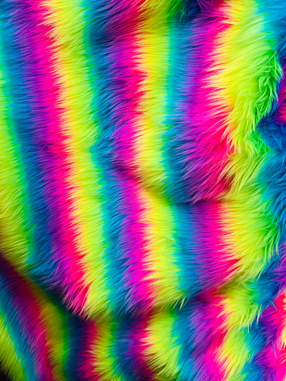 Luxury Faux Fur Rainbow designs high quality Sold by the YD and 1/2 yd Ships worldwide from Los Angeles California USA