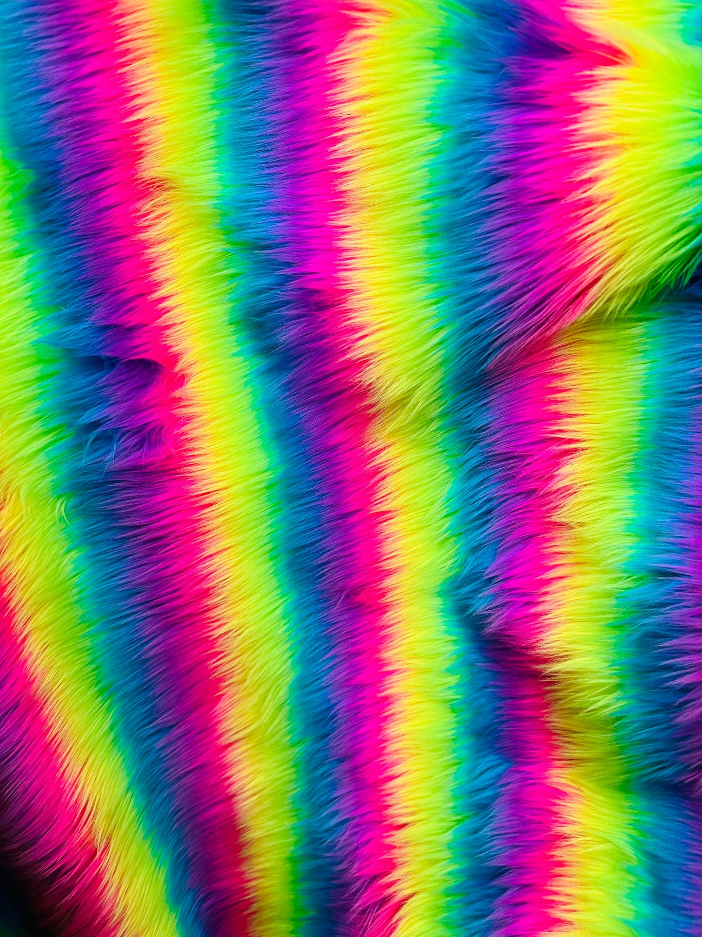 Luxury Faux Fur Rainbow designs high quality Sold by the YD and 1/2 yd Ships worldwide from Los Angeles California USA