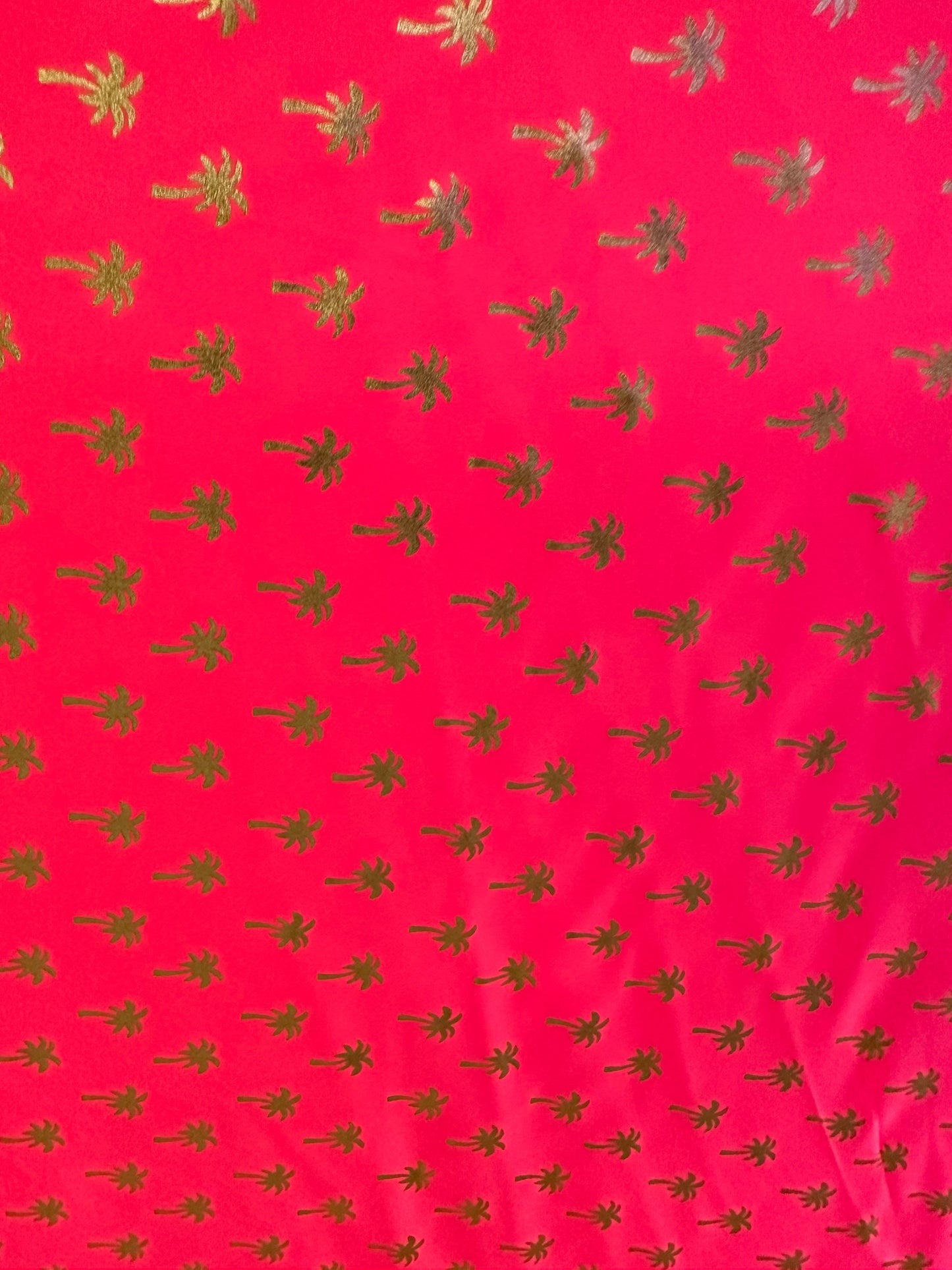 New Palm tree design metallic nylon spandex best quality in the market 4-way stretch 58/60” Sold by the YD.