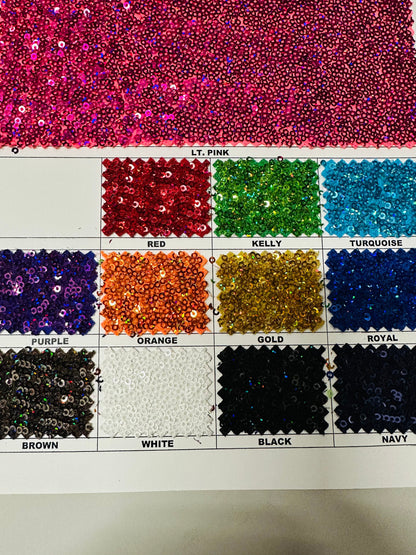 Luxury 3D sequins embroidered on spandex base 4-way stretch 58/60” Sold by the YD.