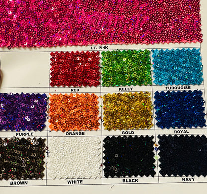 Luxury 3D sequins embroidered on spandex base 4-way stretch 58/60” Sold by the YD.